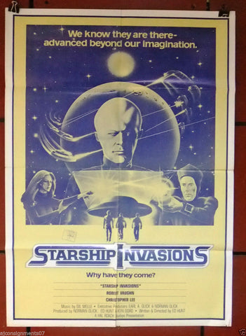 STARSHIP INVASIONS (CHRISTOPHER LEE) 40x27" Lebanese Movie Poster 70s