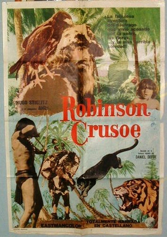 Robinson Cruse and The Tiger Mexican Movie Poster 70s
