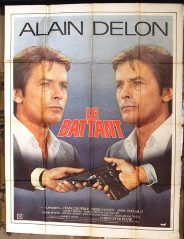 LE BATTANT {ALAIN DELON} Original 63"x47" French Movie Poster 80s