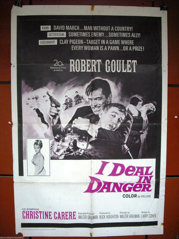 I DEAL IN DANGER (ROBERT GOULET) 41x27" Original Movie Poster 60s