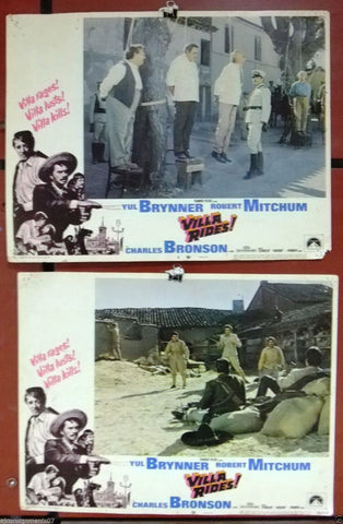 (Set of 8) VILLA RIDES {YUL BRYNNER} 14x11" Original Lobby Cards 1960s