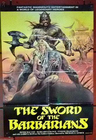 The Sword of the Barbarians 40x27" Original Lebanese Movie Poster 80s