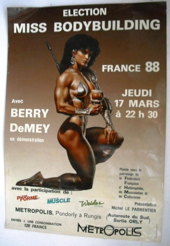 Election Miss Bodybuilding France 88 Advertising Poster
