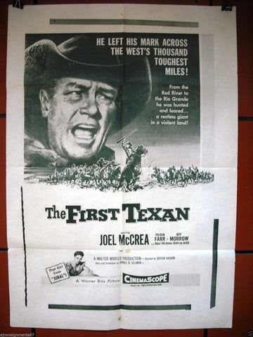 The First Texan {JOEL MCCREA} Lebanese Movie Poster 60s
