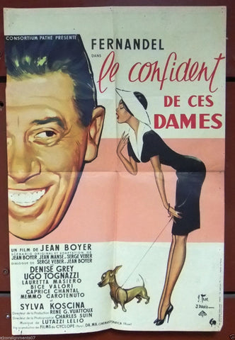 Le Confident de Ces Dames Fernandel 40 x60 cm Original French Movie Poster 50s