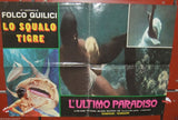 (Set of 3) L'ULTIMO PARADISO {Folco Quilici} Shark Italian Movie Lobby Card 60s