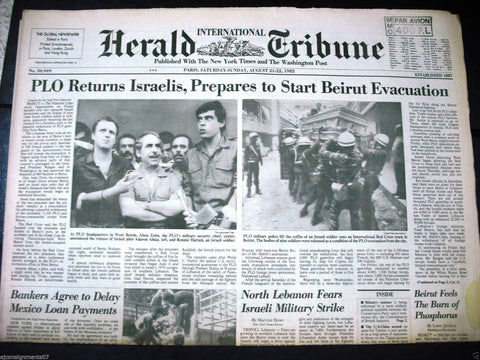 International Herald Tribune {Israeli Soldier Coffin Beirut Paris Newspaper 1982