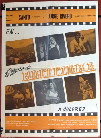 Santo El Tesoro de Moctezuma {Jose Rivero} Lebanese Original Movie Poster 60s