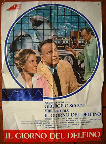 IL Giorno del Delfino Day of Dolphin E George S. Italian Movie Lobby Card 70s