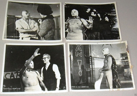 (Set of 4) El Santo vs. el Rey del Crimen 10x8" ORG Film Photos Still 60s