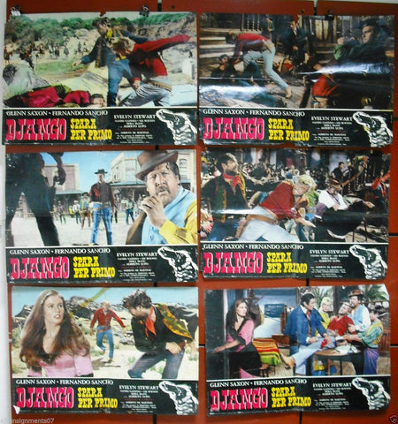 {Set of 8} Django Spara per Primo {Glenn Saxson} Italian Movie Lobby Card 1960s