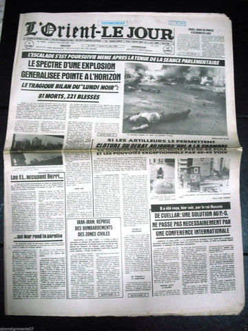 L'Orient-Le Jour {Explosion Beirut} Civil War Lebanese French Newspaper 1984