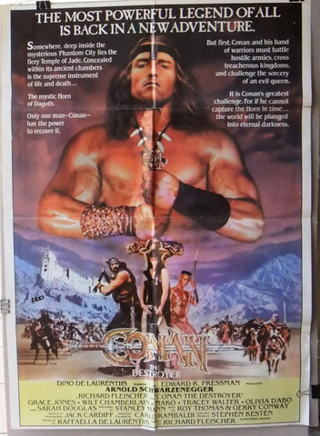 CONAN THE DESTROYER (Schwarzenegger) 39x27" Original Lebanese Movie Poster 80s