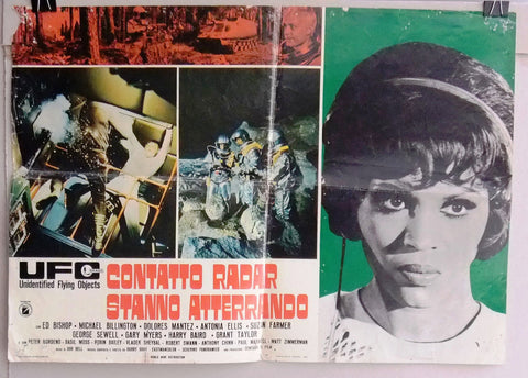 UFO Contatto Radar Stanno Atterrando Original Sci-Fi Movie Lobby Card D 1970s