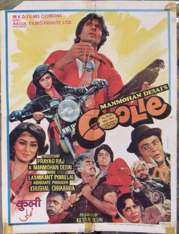 Coolie {Amitabh Bachchan} Bollywood Hindi Original Movie Poster 80s