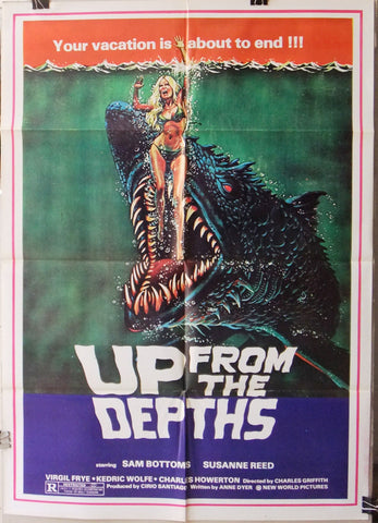 UP FROM THE DEPTHS {SAM BOTTOMS} 27x39" Original Lebanese Movie Poster 70s