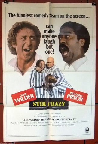 STIR CRAZY {RICHARD PRYOR}  27"x41" Original Movie Poster 80s