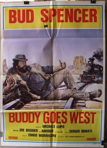 BUDDY GOES WEST (BUD SPENCER) 39x27" Original Lebanese Movie Poster 80s