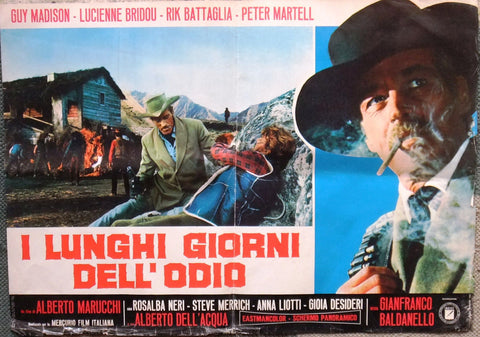 (Set of 8) i lunghi giorni dell'odio GUY MADISON Italian Film Lobby Card 60s