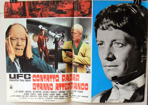 UFO Contatto Radar Stanno Atterrando Original Sci-Fi Movie Lobby Card E 1970s