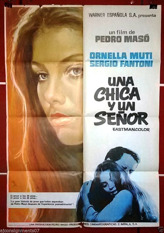 Una Chica y un Senor {Pedro Maso} 39"x27" Spanish Original Poster 70s