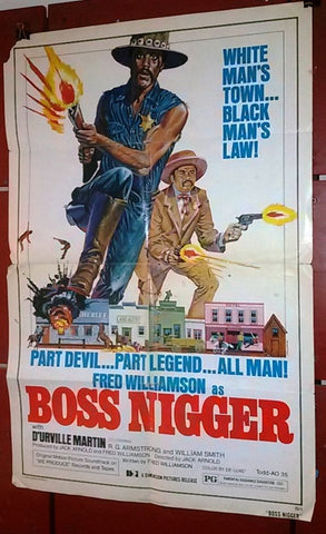 BOSS NIGGER {Fred Williamson} Original U.S. 41x27" Movie Poster 70s