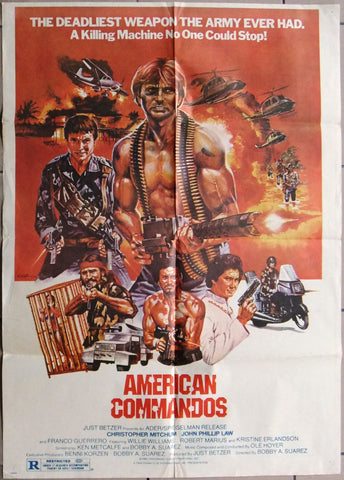 American Commando Christopher Mitchum 39x27" Original Lebanese Movie Poster 80s