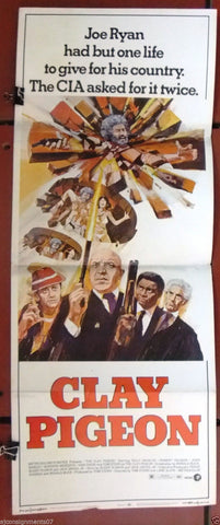 Clay Pigeon {TELLY SAVALAS} Original 36x14" Original Insert Movie Poster 70s