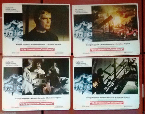 {Set of 8} THE GROUNDSTAR CONSPIRACY {GEORGE PEPPARD} Original  Lobby Cards 70s