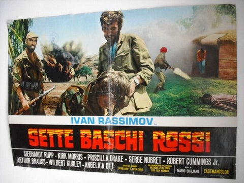 Sette Baschi Rossi {Ivan Rassimov} Original Italian Fotobusta Lobby Card 60s