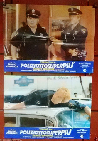 (Set of 4) POLIZIOTTOSU (Terence Hill) Italian Original Movie LOBBY CARD 80s