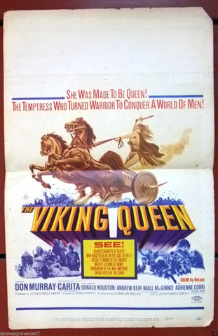 The VIKING QUEEN {Don Murray} Original 14" x 22" Movie WINDOW CARD Poster 60s