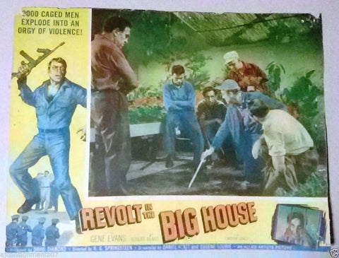 (Set of 6) Revolt in the big house {Gene Evans} 11x14" Original Lobby Card 50s