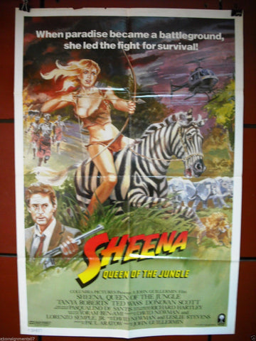 SHEENA QUEEN OF THE JUNGLE {Tanya Roberts}  27"x41" Orig. Movie Poster 80s