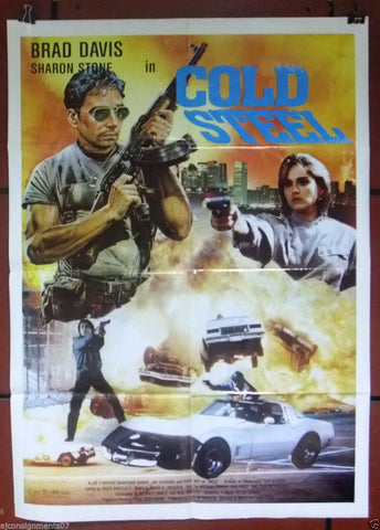 Cold Steel (SHARON STONE) 40x27" Org Lebanese Movie Poster 80s