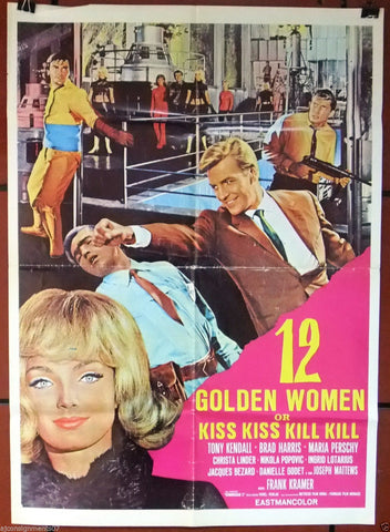 12 GOLDEN WOMEN KISS KISS KILL KILL TONY KENDALL Lebanese ORG. Movie Poster 60s