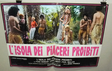 (Set of 4) L'ISOLA DEI PIACERI PROIBITI  JESS FRANCO Italian Film Lobby Card 70s