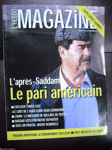 Saddam Hussian French L' Hebdo Lebanese Political Magazine 2002