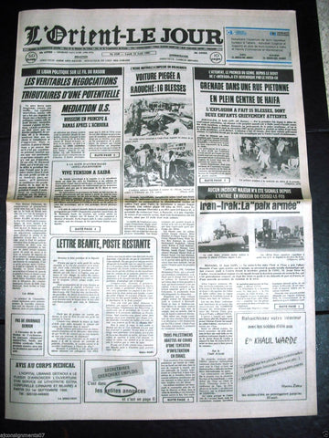 L'Orient-Le Jour {Beirut - Car Bomb} Civil War Lebanese French Newspaper 1988