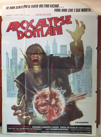 APOCALYPSE DOMANI {JOHN SAXON} Italian 4F Movie Poster 1980s