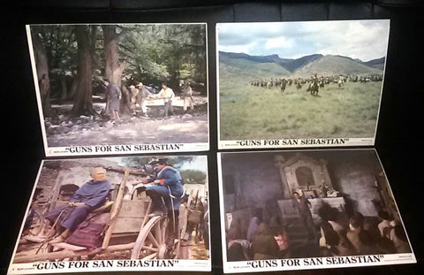 {Set of 8} Guns for San Sebastian (Anthony Quinn) Org. 8x10" U.S Lobby Cards 70s