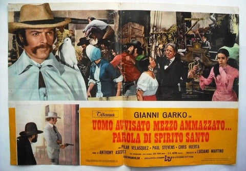 Avvisato Mezzo Ammazzato Original Italy Western Italian Lobby Card Poster 70s
