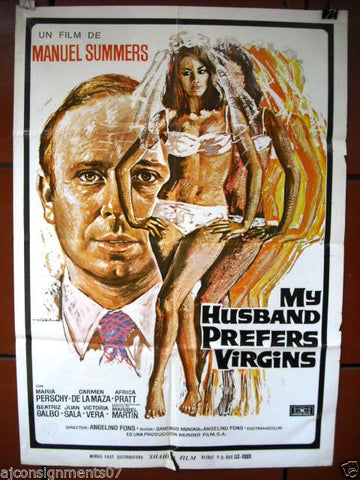My Husband Prefers Virgins {Manuel Summers} Original Lebanese Movie Poster 70s