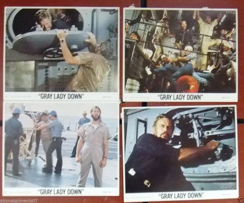 {Set of  4} GRAY LADY DOWN (Charlton Heston) 8x10" Lobby Cards 70s