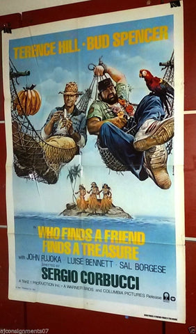 Who Finds A Friend Finds {Terence Hill} 27"x41" Original Int. Movie Poster 80s