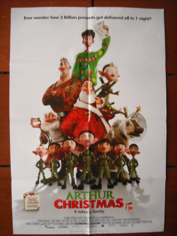 Arthur Christmas 3D {James McAvoy} Original 40x27 INT.DS Movie Poster 2011