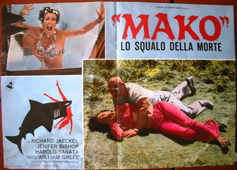 Mako: Lo Squalo Della Morte {Richard Jaeckel} Italian Photobusta Card 70s