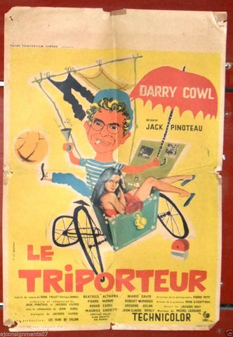 Le Triporteur {Darry Cowl} 15"x22" French Original Movie Poster 50s