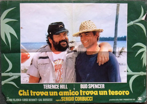 (Set of 2) Chi trova un amico trova un tesoro Italian Film Lobby Card 80s