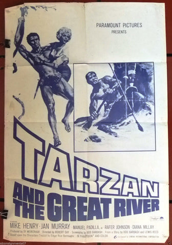 Tarzan and the Great River {Mike Henry} Original Lebanese Movie Poster 60s